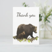 サンキューウォーターカラーブラウンベア&カブ空白のインサイド サンキューカード (スタンド正面)