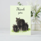 サンキューウォーターカラーブラックベアーアニマル自然 サンキューカード (スタンド正面)