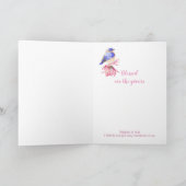 サンキューウォーターカラーブルーバード聖なる書物、 経典バードアート サンキューカード (内部)