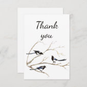 サンキューウォーターカラーマグパイガーデンバードアニマル サンキューカード (正面/裏面)