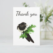 サンキューウォーターカラーマグパイガーデンバードアニマル サンキューカード (スタンド正面)