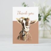サンキューウォーターカラーヤギ農場動物アート サンキューカード (スタンド正面)