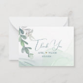 サンキューウォーターカラーユーカリ葉ス ノートカード (正面)