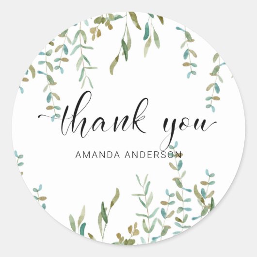 サンキューウォーターカラーユーカリ ラウンドシール (正面)
