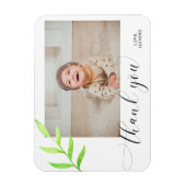 サンキューウォーターカラーリーフスワッシュベビーフォトシック マグネット (縦)