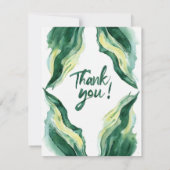 サンキューウォーターカラーリーフフレームイラストレーション ノートカード (裏面)