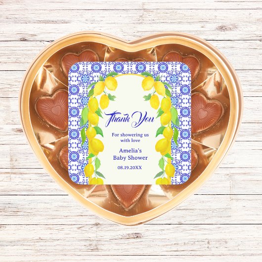 サンキューウォーターカラーレモンズポジターノアマルフィタイル スクエアシール