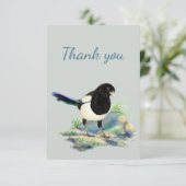 サンキューウォーターカラー奇妙なマグパイバード自然 サンキューカード (スタンド正面)