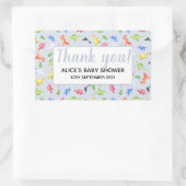 サンキューウォーターカラー恐竜パターン赤ちゃんシャワー 長方形シール (バッグ)