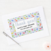 サンキューウォーターカラー恐竜パターン赤ちゃんシャワー 長方形シール (封筒)