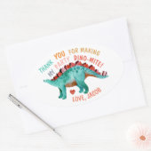 サンキューウォーターカラー恐竜パーティー 楕円形シール (封筒)