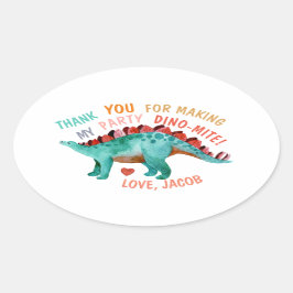 サンキューウォーターカラー恐竜パーティー 楕円形シール
