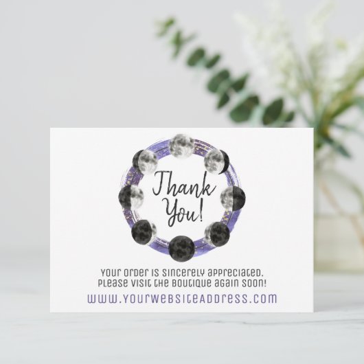 サンキューウォーターカラー満月の月のサイクルカード 招待状 (スタンド正面)