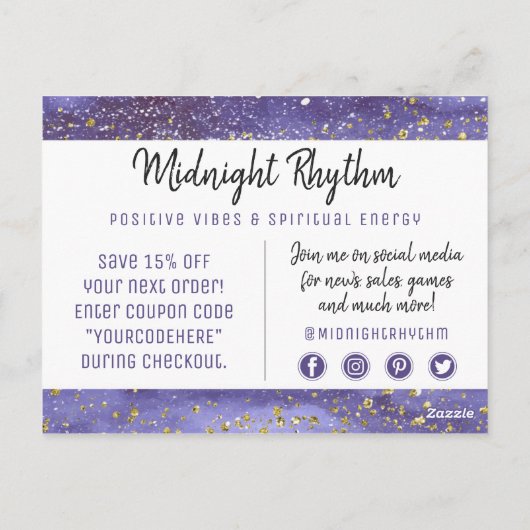 サンキューウォーターカラー満月の月のサイクルナイト ポストカード (裏面)