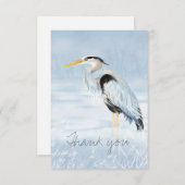 サンキューウォーターカラー素晴らしブルーヘロンバード自然 サンキューカード (正面/裏面)
