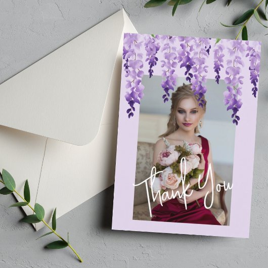 サンキューウォーターカラー藤の写真バルミツワー サンキューカード