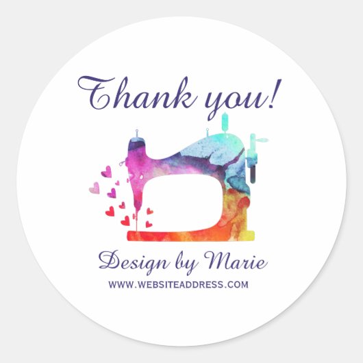 サンキューウォーターカラー裁縫機 ラウンドシール (正面)
