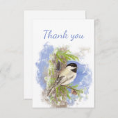 サンキューウォーターカラー《鳥》アメリカゴガラ鳥野生動物アート サンキューカード (正面/裏面)