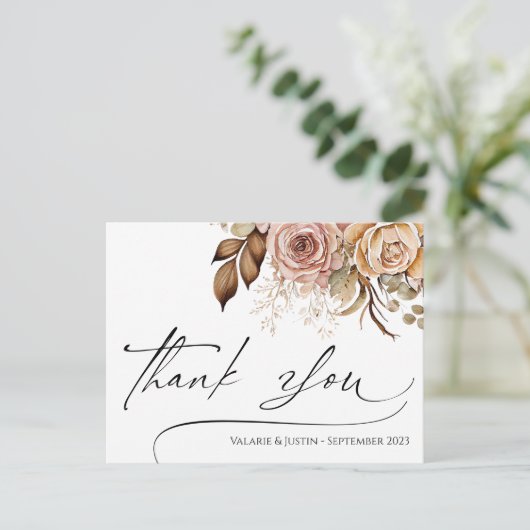 サンキューウォーターカラーBohoフローラはがき ポストカード (スタンド正面)