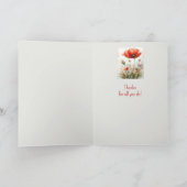 サンキューウォーターシンプルカラーエレガントレッドポピー サンキューカード (内部)