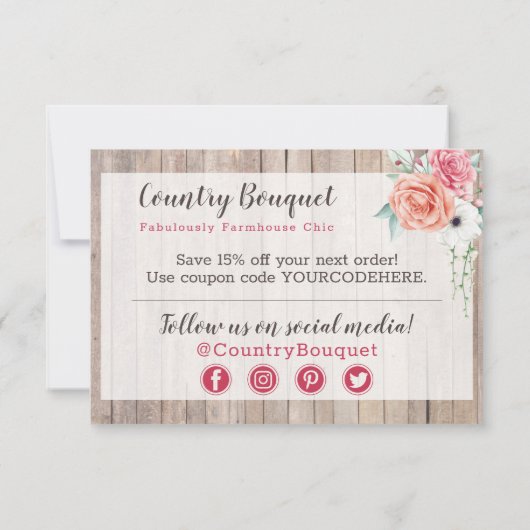 サンキューウッド素朴カントリーファームハウスバラカード 招待状 (裏面)