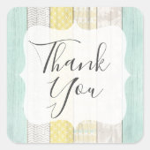 サンキューウ素朴ッドミント&イエローボホジオメトリック スクエアシール (正面)