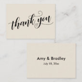 サンキューエレガントタイポグラフィクリーム結婚式の引き出物 エンクロージャーカード (正面/裏面)