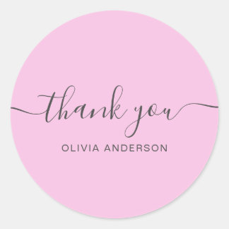 サンキューエレガントタイポグラフィシック赤面パープル ラウンドシール