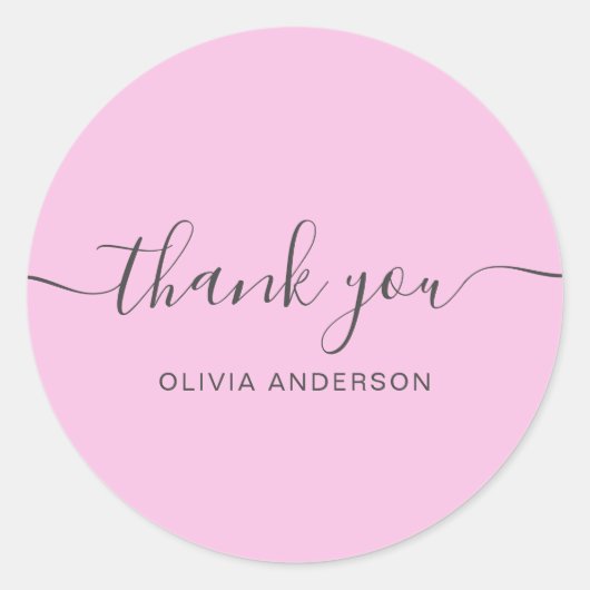 サンキューエレガントタイポグラフィシック赤面パープル ラウンドシール (正面)