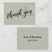 サンキューエレガントタイポグラフィセージ結婚式の引き出物 エンクロージャーカード (正面/裏面)