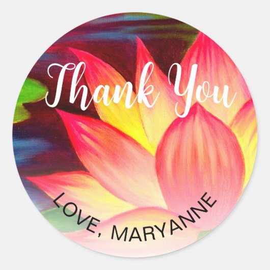 サンキューエレガントフローラ赤面ピンクロータス名 ラウンドシール (正面)