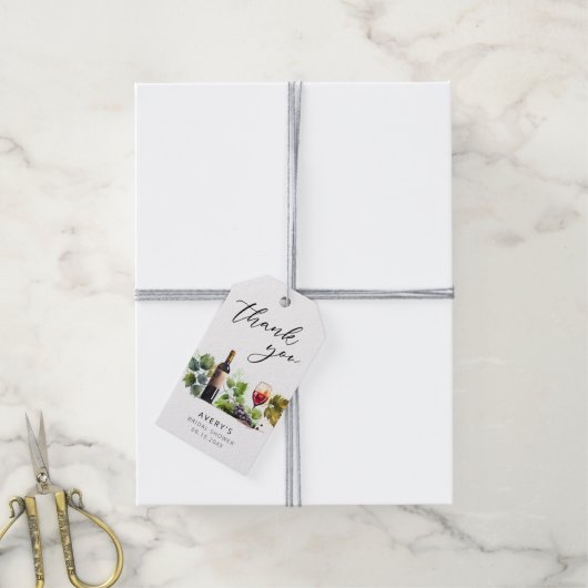 サンキューエレガントワインブライダルシャワー ギフトタグ (より糸付き)