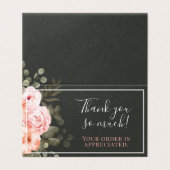 サンキューエレガント赤面ピンクフローラバラカード (外部フラット)