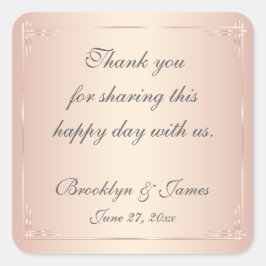 サンキューエレガント赤面結婚式用シール スクエアシール