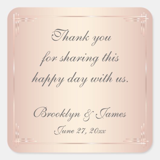 サンキューエレガント赤面結婚式用シール スクエアシール (正面)