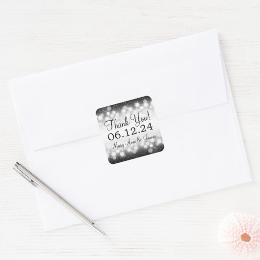 サンキューエレガント魔法スパークルブラック スクエアシール (封筒)