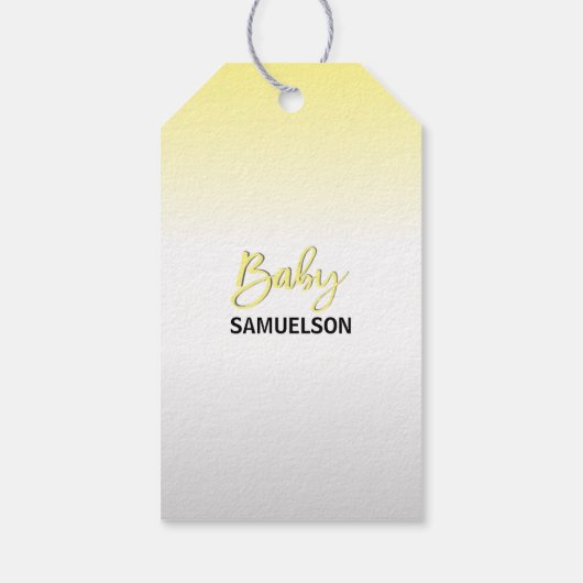 サンキューエレファントイエローグレーママ&ベビーシャワー ギフトタグ (裏面)