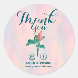 サンキューオパールセントロータスタイポグラフィ ラウンドシール