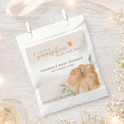 サンキューオレンジリトルカボチャ秋ベビーシャワー フェイバーバッグ (クリップ留めされた状態)