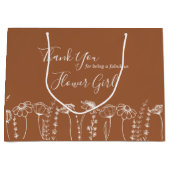 サンキューオレンジ色の野花のスケッチカスタム ラージペーパーバッグ (正面)