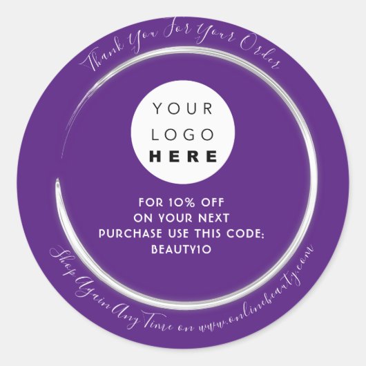 サンキューオーダーカスタムロゴ名割引Violet ラウンドシール (正面)