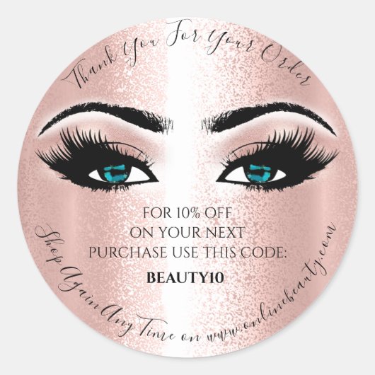 サンキューオーダーロゴ割引バララッシュブルーアイズ ラウンドシール (正面)