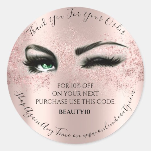 サンキューオーダーロゴ割引バラLash Studio ラウンドシール (正面)