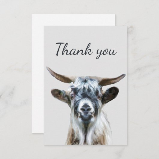 サンキューオールドヤギおもしろい動物 サンキューカード (正面/裏面)