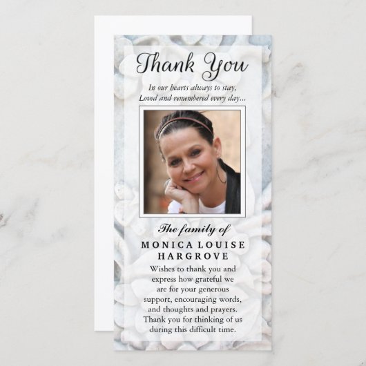 サンキューカスタムフォト悔やみや弔慰- フローラストーン サンキューカード (正面/裏面)