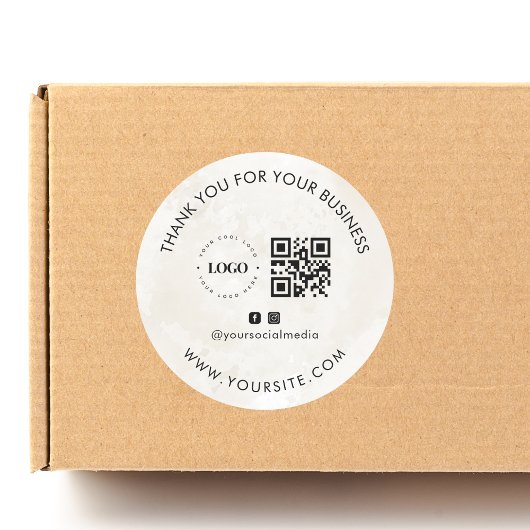 サンキューカスタム会社ロゴQRコードソーシャルメディア ラウンドシール