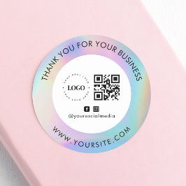 サンキューカスタム会社ロゴQRコードソーシャルメディア ラウンドシール