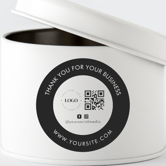 サンキューカスタム会社ロゴQRコードソーシャルメディア ラウンドシール