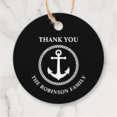 サンキューカスタム文字シー航海のいかりブラック フェイバータグ (正面)