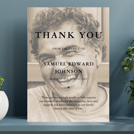 サンキューカスタム葬儀フォト悔やみや弔慰悲しい損失 サンキューカード